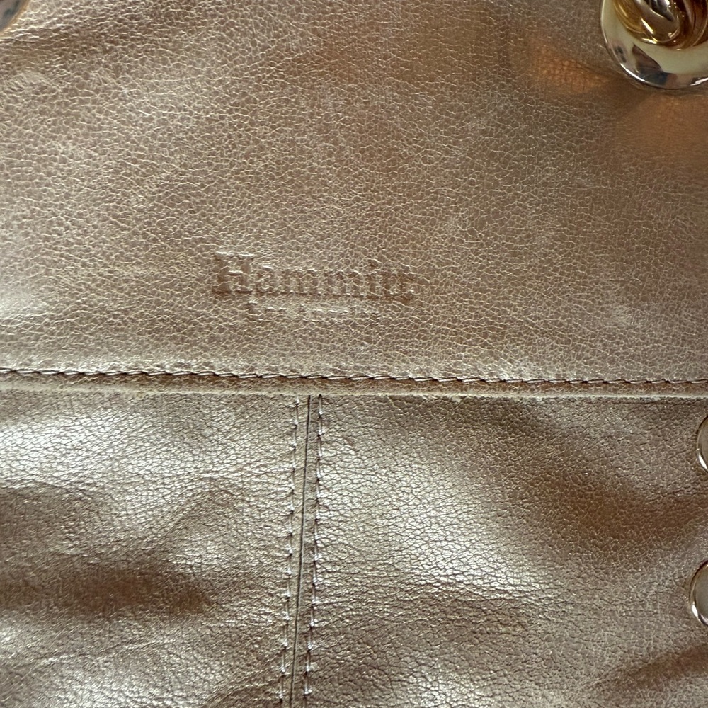 Hammitt Leather Crossbody Clutch Reversible Brushed Gold Bag. - Picture 4 of 12
